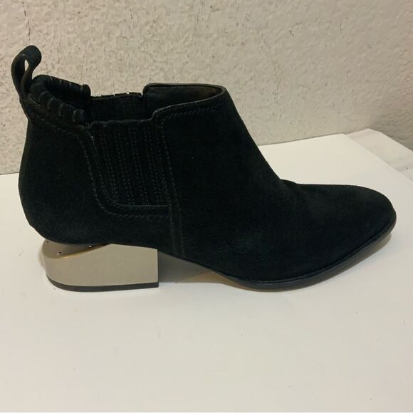 Alexander Wang Gabi Cut Out Boot 39.5 Black Suede Silver Metal Heel - Picture 3 of 15